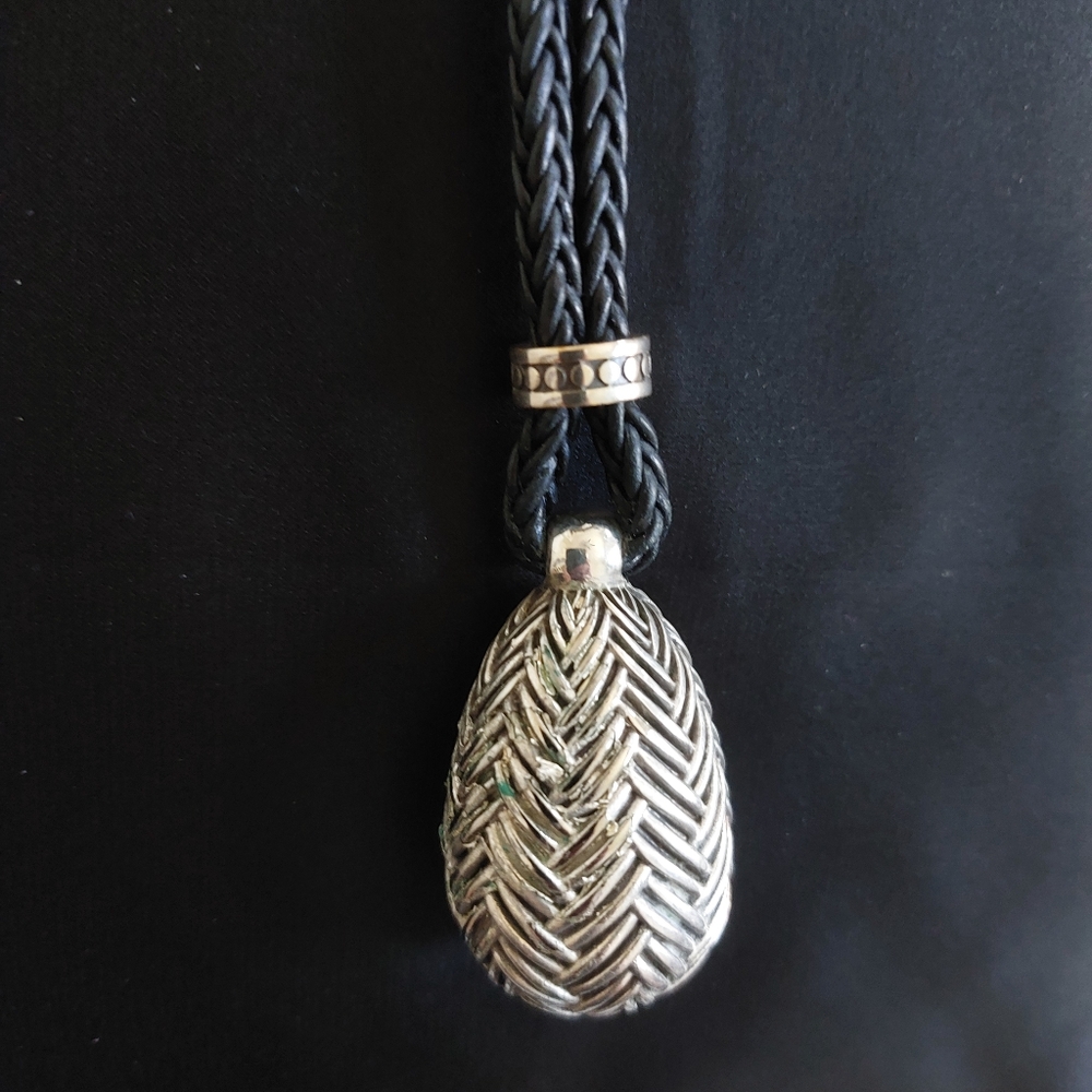 Brighton Silver Pendant Necklace with Black Cord